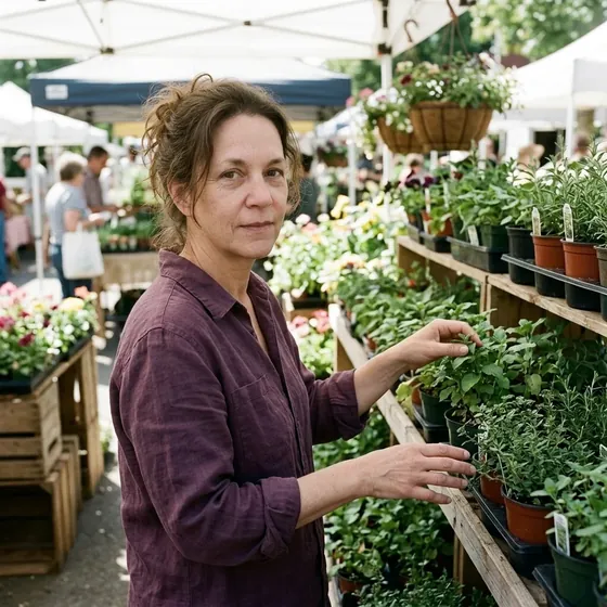 Woman at a garden market